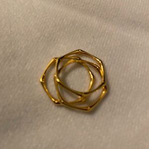 NWOT 14K Gold Plated Bamboo Stacking Rings - Set of 3